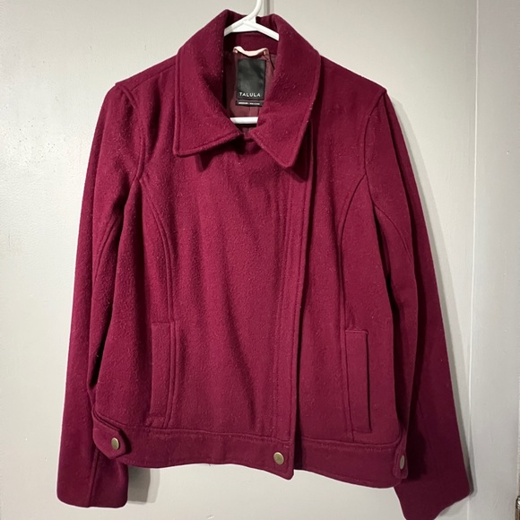 Aritzia / Talula wool moto jacket in cranberry red - Picture 8 of 8